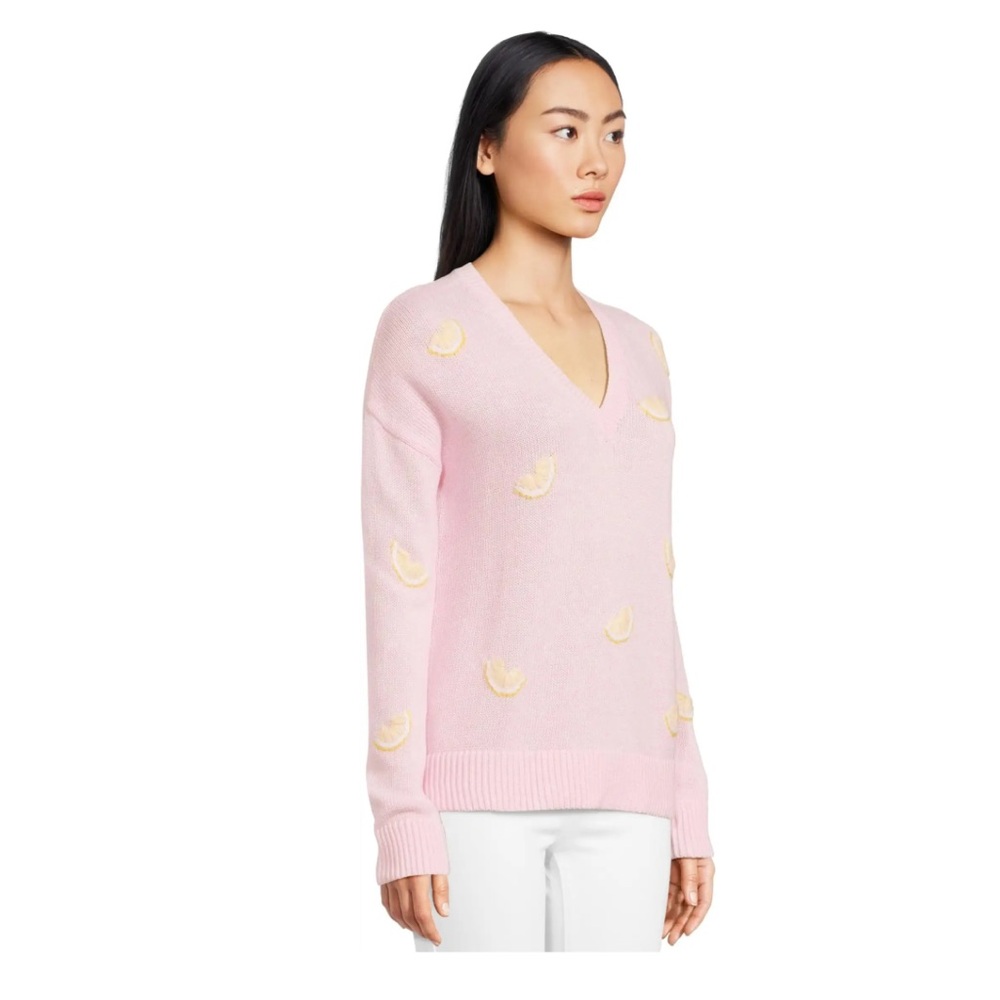 NWT Lilly Pulitzer Pink Lemon V-Neck Sweater - Picture 4 of 11